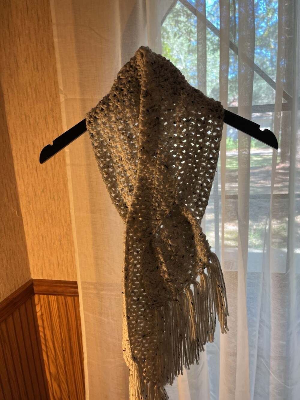 Handmade Crocheted Toned Fringe Scarf